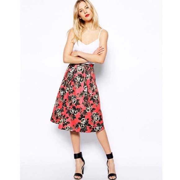 ASOS Quilted Floral Midi Skirt $108 sz 4 - Picture 2 of 6